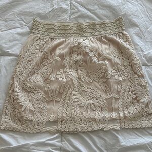 Sweet Journey Beige Embroidered Lace Skirt size medium
